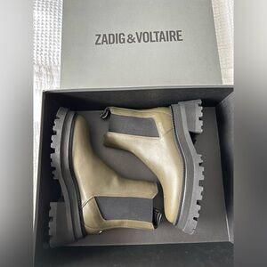 Zadig & Voltaire Ride Chelsea Boot Military Green NEW Size 39 EU